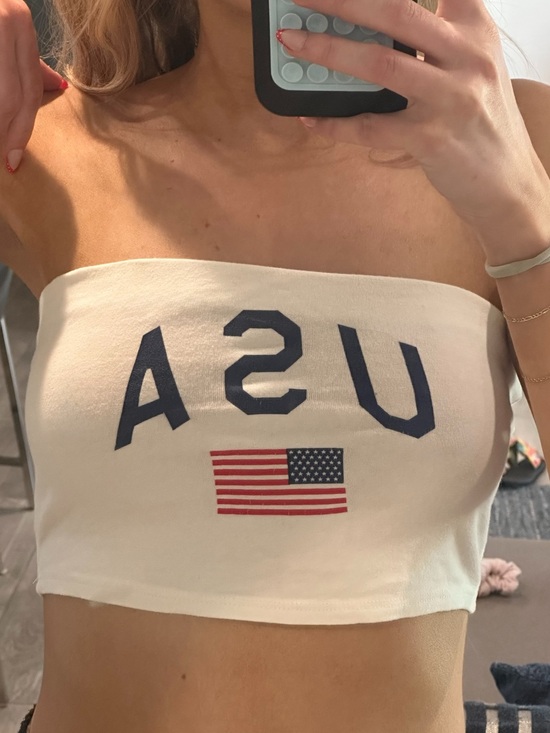 La Hearts Tops - White America USA Flag Tube Top United States PacSun Medium Fourth of July